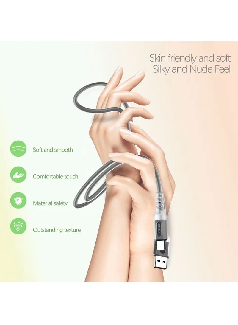 Chappeline CA12 Super Fast USB Data Cable For Type-C Crystal Silicone Material - Black - Image 4